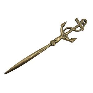 Brass Vintage Nautical Rope & Anchor Letter Opener 9.25”